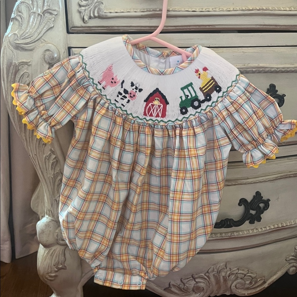 Plaid Farm-Themed Kids Bodysuit